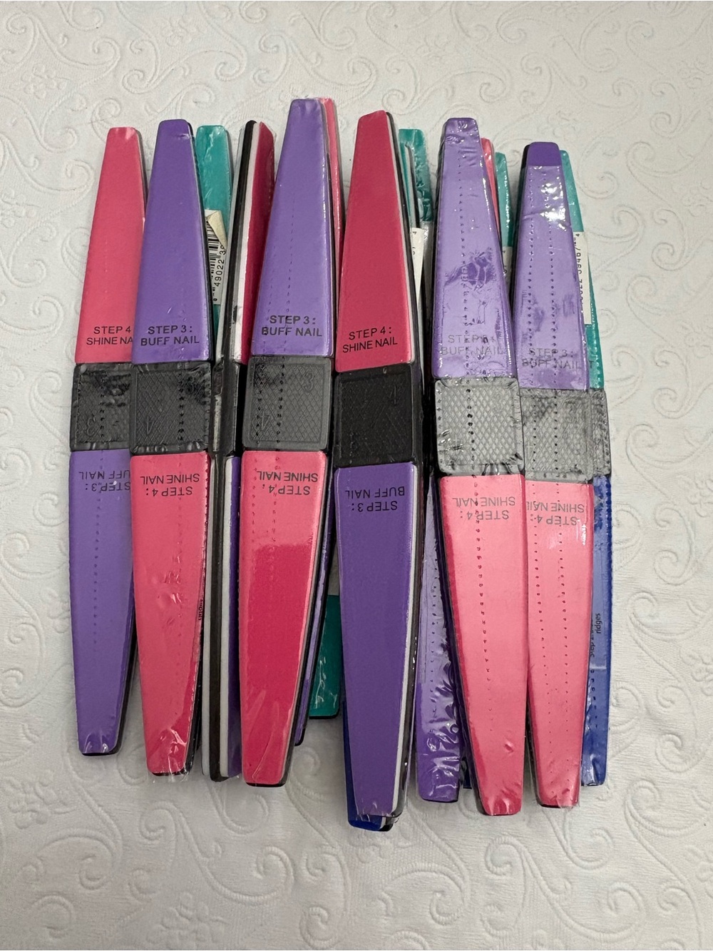 Assorted Nail Buffers - Pink, Purple, Teal Bundle -15 units